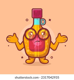 funny maple syrup bottle character mascot with confused gesture isolated cartoon in flat style design 