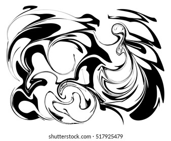 Funny marbling vector texture. Black and white pattern for decoration.