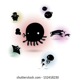 funny marine animal cartoon character vector graphic