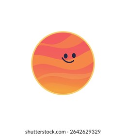 Funny Mars planet character. Cartoon planet of Solar system. Happy red space object. Vector illustration