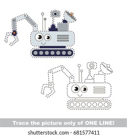 Funny Mars Rover to be traced only of one line, the tracing educational game to preschool kids with easy game level, the colorful and colorless version.