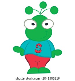 funny martian illustration vector for kids