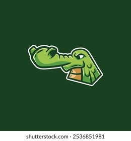 Engraçado mascote animal Crocodilo ilustração design criativo modelo logotipo