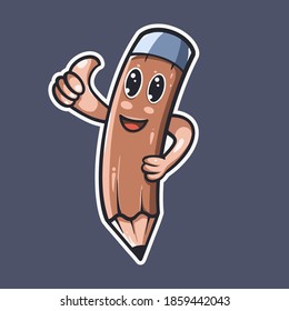 Funny mascot character of Pencil vector illustration