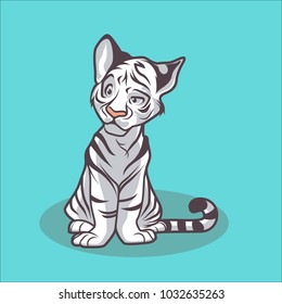 funny mascot white tiger vector