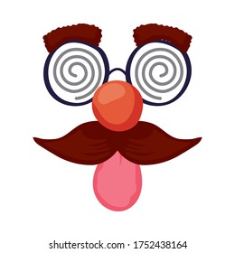 funny mask fools day accessory vector illustration design
