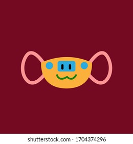 funny masker design for kids, vector illustration