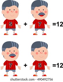Funny math. Illustration of mathematical rules of addition of numbers