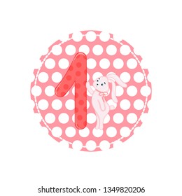 Funny math, score, number " 1 " with a hare, vector graphics