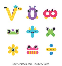 Funny Mathematical Operation Signs mit Eyes Vector Set