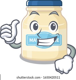 Funny mayonnaise making in Thumbs up gesture