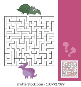 Funny maze for children. Help the dino to find friend. Kids games with answer