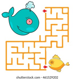 Funny Maze Game For Child. Kids Games With Cute Whale