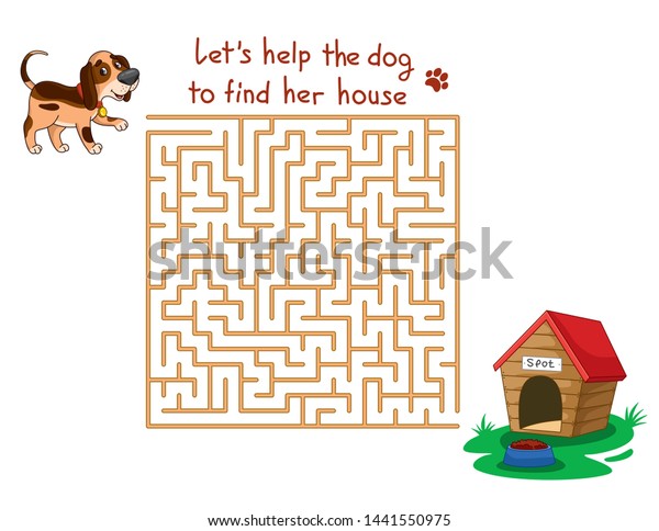 Funny Maze Game Kids Little Dog Stock Vector Royalty Free - 