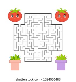Funny maze. Game for kids. Puzzle for children. Cartoon style. Labyrinth conundrum. Color vector illustration. The development of logical and spatial thinking