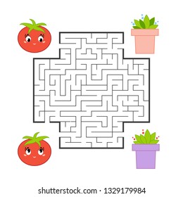 Funny maze. Game for kids. Puzzle for children. Cartoon style. Labyrinth conundrum. Color vector illustration. The development of logical and spatial thinking