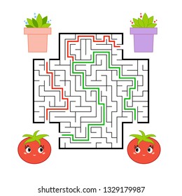 Funny maze. Game for kids. Puzzle for children. Cartoon style. Labyrinth conundrum. Color vector illustration. The development of logical and spatial thinking