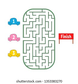 Funny maze. Game for kids. Puzzle for children. Cartoon style. Labyrinth conundrum. Color vector illustration. The development of logical and spatial thinking