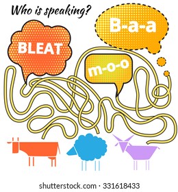 Funny maze game for kids. Visual game for Preschool Children. Maze puzzle with solution. Vector Labyrinth for preschool children. Rebus or quiz for school