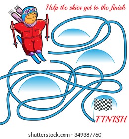Funny maze game for kids. Visual game for Preschool Children. Maze puzzle with solution. Vector Labyrinth for preschool children. Rebus or quiz for school