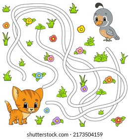 Funny maze for kids. Puzzle for children. cartoon character. Labyrinth conundrum. Color vector illustration. Find the right path.