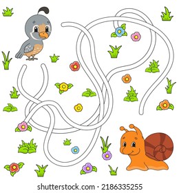 Funny maze for kids. Puzzle for children. cartoon character. Labyrinth conundrum. Color vector illustration. Find the right path.