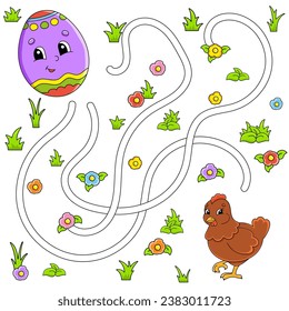 Funny maze for kids. Puzzle for children. cartoon character. Labyrinth conundrum. Find the right path. Vector illustration.