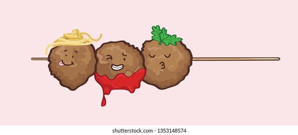 Funny Meatball Cartoon Vector Design