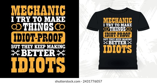 Funny Mechanical Engineer Retro Vintage Mechanic T-shirt Design
