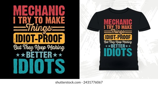 Funny Mechanical Engineer Retro Vintage Mechanic T-shirt Design