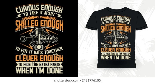 Funny Mechanical Engineer Retro Vintage Mechanic T-shirt Design