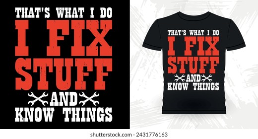 Funny Mechanical Engineer Retro Vintage Mechanic T-shirt Design