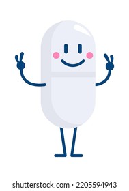 Gracioso Personaje De La Píldora Médica. Ilustración del vector