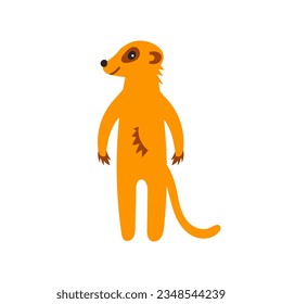 Funny meerkat vector illustration. Hand drawn adorable childish wildlife animal. Standing meerkat art.