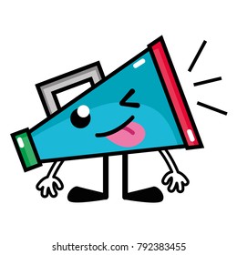 funny megaphone object kawaii with arms and legs