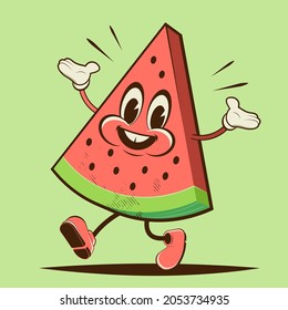 funny melon retro cartoon illustration