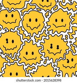 Funny Melt Smile Facespsychedelic Distortion Emoji Stock Vector ...