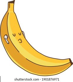 Gracioso meme banana con vectores dibujados a la mano con la cara