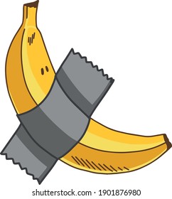 Gracioso meme banana con vectores dibujados a la mano con la cara