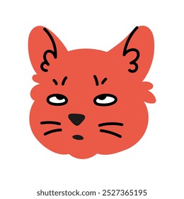 Funny meme cat head. Simple kitten illustration. Cute sticker. Animal print for kids.