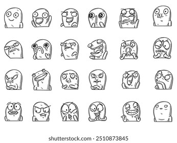 Funny Meme Face Sticker Set - Colorless