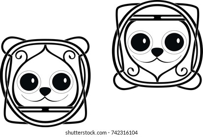 Funny meme logo cat and bear in bread