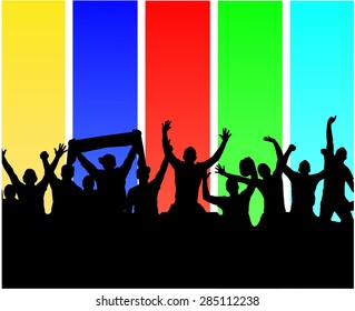 Funny men on a colored background .