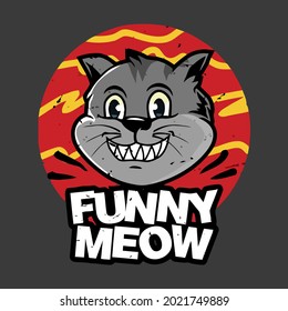 funny meow wo wide neck sweat design vector illustration for use in design and print wall art poster canvas