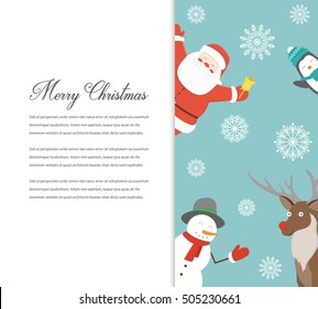 Funny Merry Christmas card. Christmas characters. Vector
