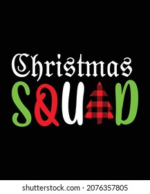 Funny Merry Christmas Squad T-shirts, Garland Christmas Wreath T-shirt Design Template