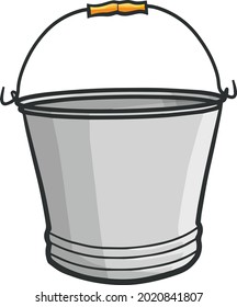 Funny metal bucket in cartoon style