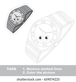 Funny Metal Watch. Dot to dot educational game for kids.