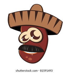 Funny Mexican Cartoon Bean Stock Vector (Royalty Free) 81591493