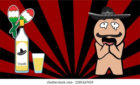 funny mexican character cartoon background. mexican hat vector format